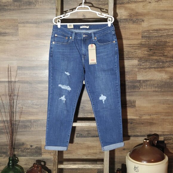 Levi's Jeans Size 10 Boyfriend Cropped Mid Rise Hyper Soft Sculpt NWT - Picture 1 of 13